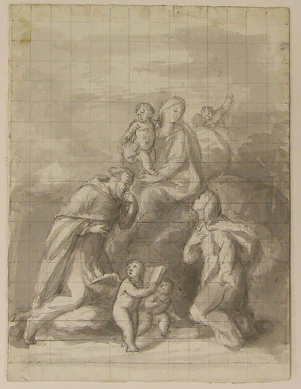 Madonna del Rosario (disegno) di Ligari Angelo (sec. XIX)