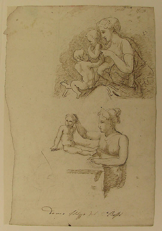 Figure femminili con bambini (disegno) di Ligari Angelo (sec. XIX)