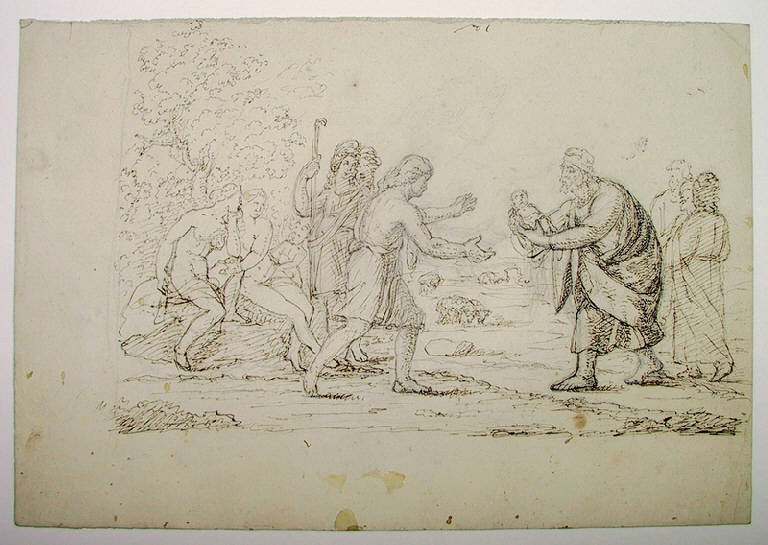 Paride consegnato ai pastori del Monte Ida (disegno) di Ligari Angelo (sec. XIX)