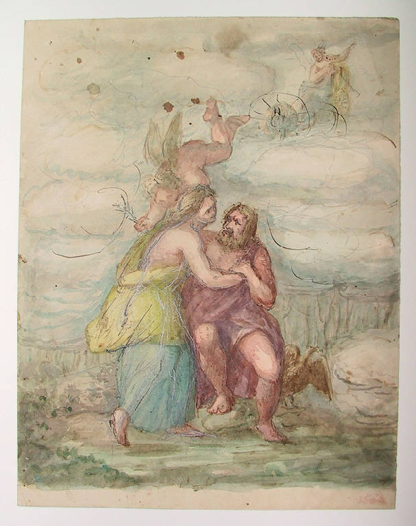 Giove e una fanciulla (disegno) di Ligari Angelo (sec. XIX)