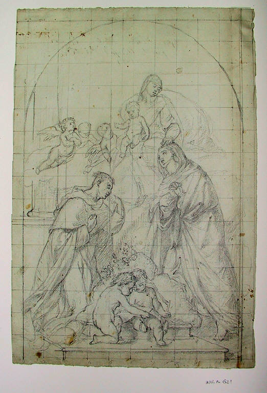 Madonna del Rosario con Bambino (disegno) di Ligari Angelo (sec. XIX)