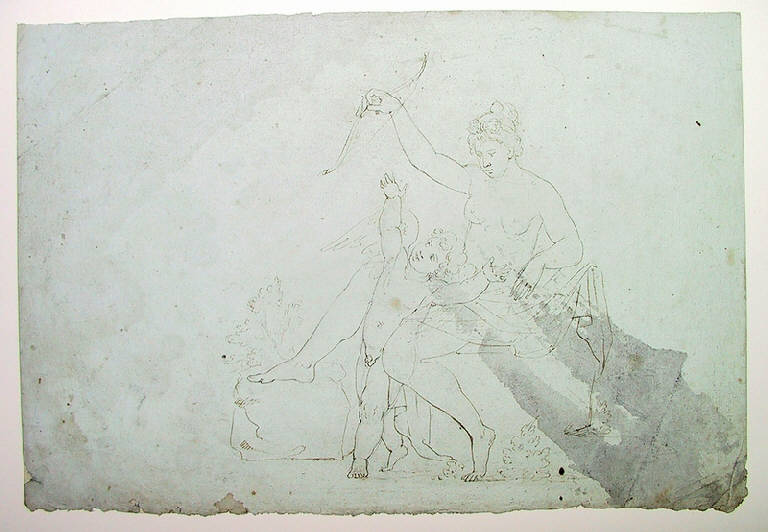 Venere e Cupido (disegno) di Ligari Angelo (sec. XIX)