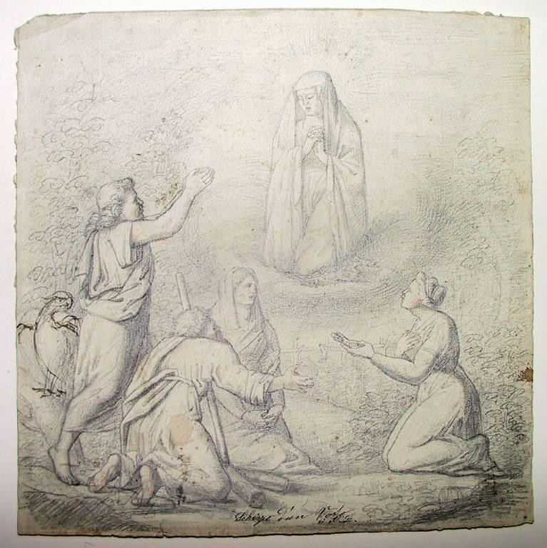 Apparizione della Madonna ai devoti (disegno) di Ligari Angelo (sec. XIX)