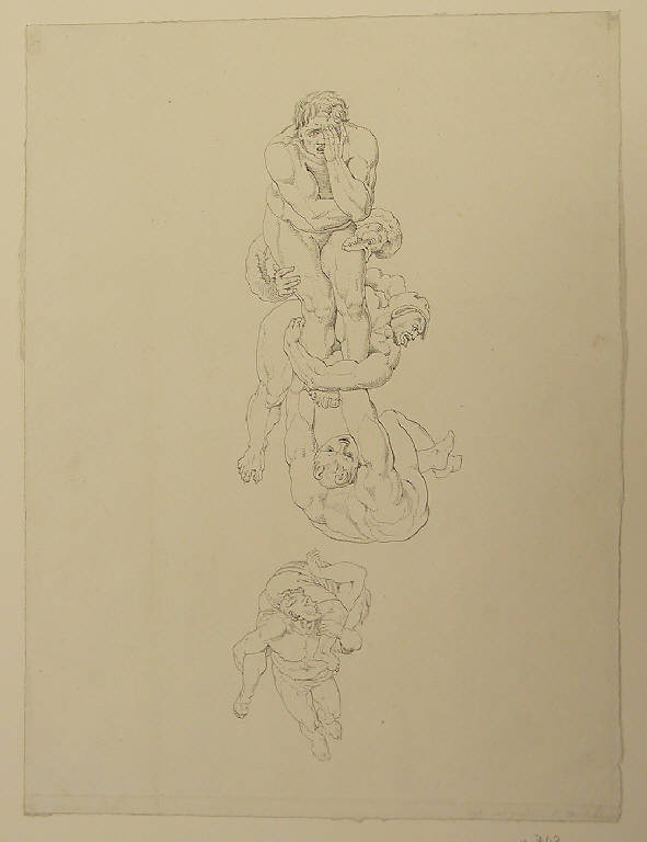 Dannati trasportati da diavoli (disegno) di Ligari Angelo (secondo quarto sec. XIX)