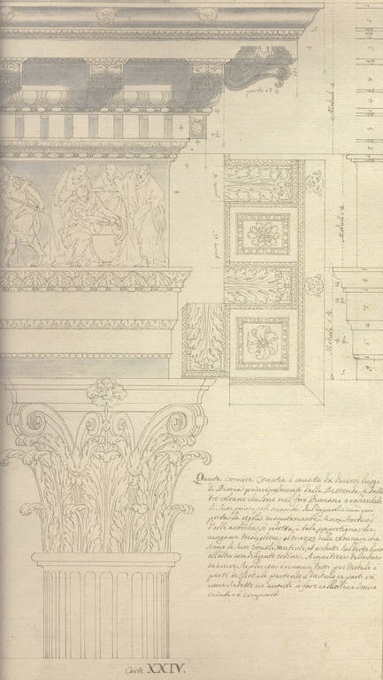 Elementi architettonici (disegno) di Ligari Giovanni Pietro (sec. XVIII)