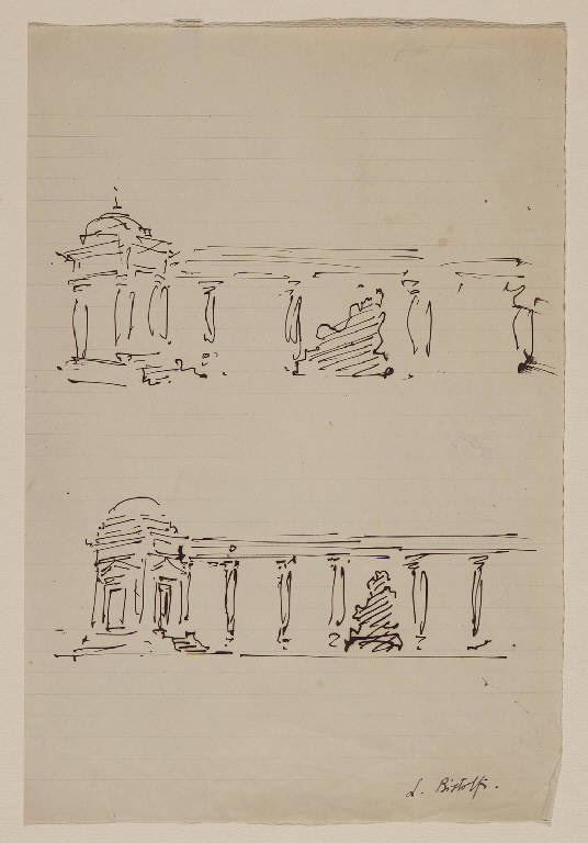 Schizzi architettonici con colonnati (disegno) di Bistolfi, Leonardo (secc. XIX/ XX)
