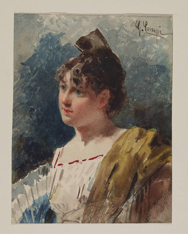 Ritratto di giovane donna a mezzo busto (disegno) di Campi, Giacomo (secc. XIX/ XX)
