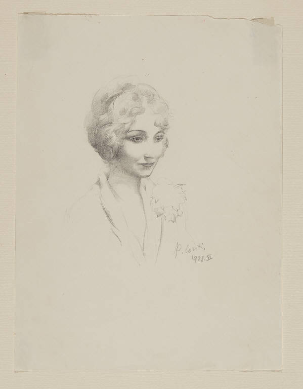 Testa femminile (disegno) di Conti, Primo (sec. XX)