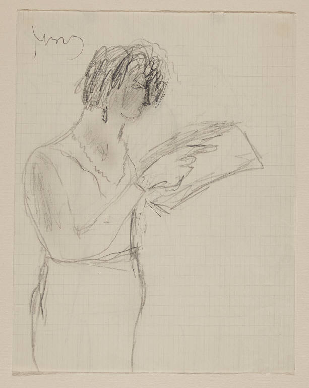 Donna che legge (disegno) di Crespi, Ernesto (sec. XX)