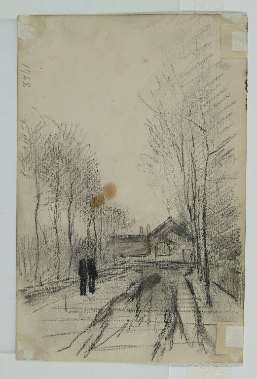 Paesaggio invernale (disegno) di Bock, Theophile de ((?)) (sec. XIX)