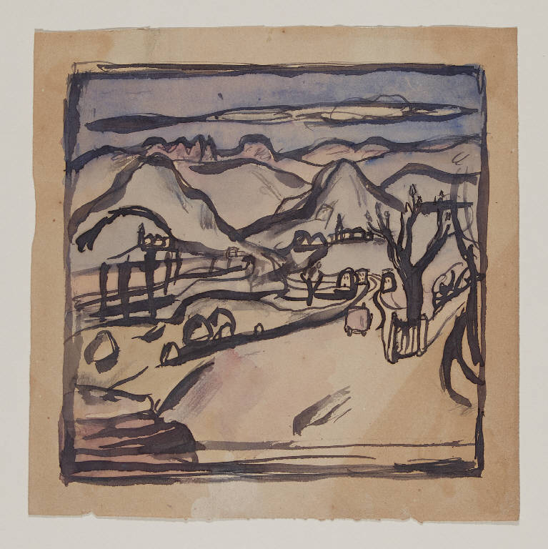 Paesaggio montuoso (disegno) di Garbari, Tullio (sec. XX)
