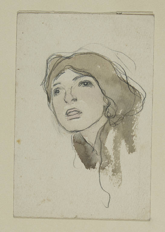 Testa femminile (disegno) di Malerba, Gian Emilio (sec. XX)