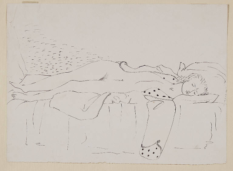 Nudo di donna dormiente (disegno) di Manzoni, Giacomo detto Manzù (sec. XX)