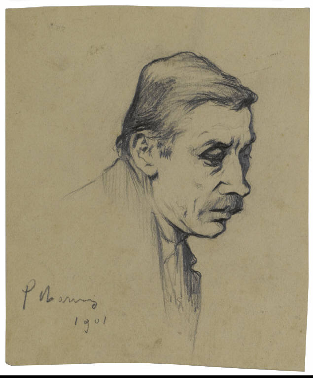 Studio di una testa maschile (disegno) di Marussig, Piero (sec. XX)
