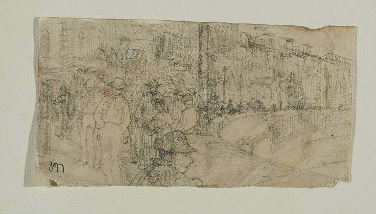 Lungarno a Pisa (disegno) di Nomellini, Plinio (secc. XIX/ XX)