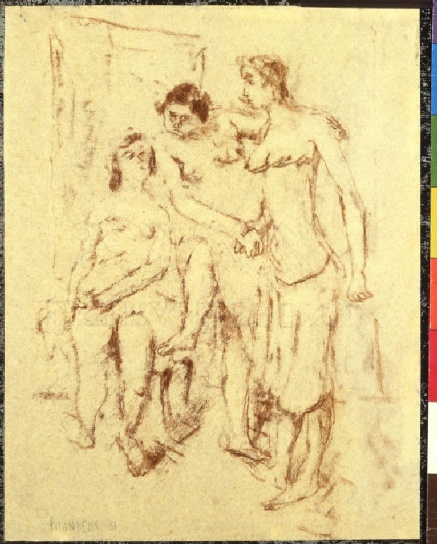 Studio di tre nudi femminili (disegno) di Pirandello, Fausto (sec. XX)