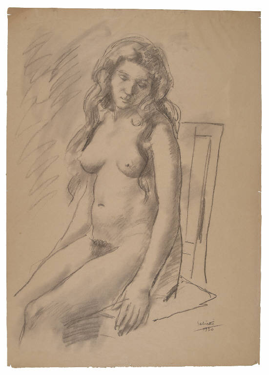 Studio di nudo femminile (disegno) di Salietti, Alberto (sec. XX)