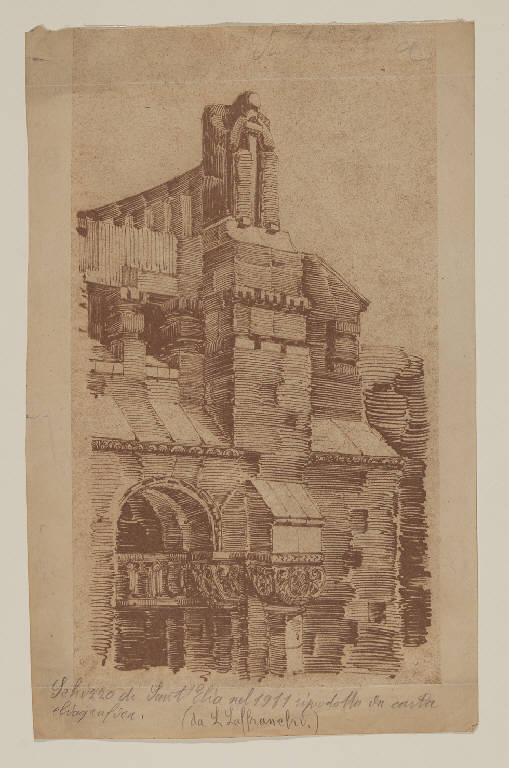 Particolare di un antico edificio (disegno) di Sant'Elia, Antonio (sec. XX)