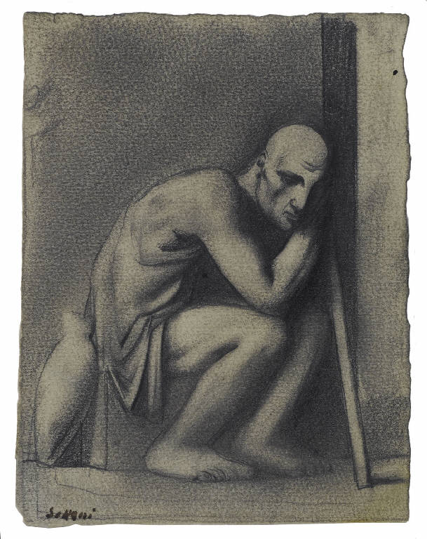 Vecchio viandante (disegno) di Sironi, Mario (sec. XX)