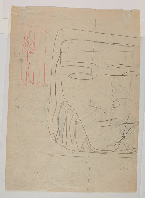 Schizzo di una testa (disegno) di Taiuti, Silvano (sec. XX)