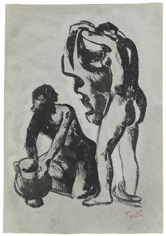 Studio di due nudi femminili (disegno) di Taiuti, Silvano (sec. XX)