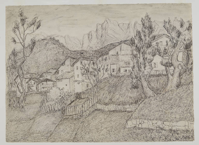 Case rustiche a Zappen nel Cadore (disegno) di Tomea, Fiorenzo (sec. XX)