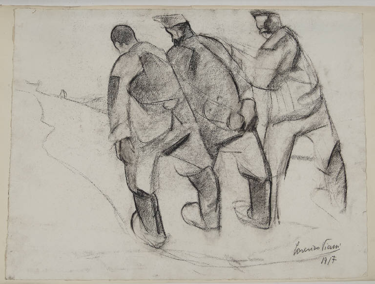 Prigionieri austriaci (disegno) di Viani, Lorenzo (sec. XX)