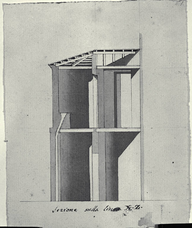 Sezione di latrina nel Duomo di Monza (disegno) di Amati, Carlo (sec. XIX)