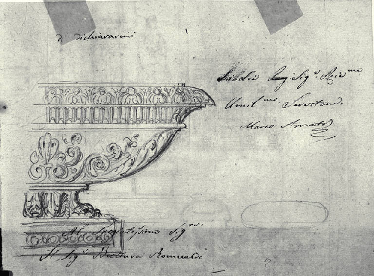 Prospetto di una fontana (disegno) di Amati, Marco (sec. XIX)