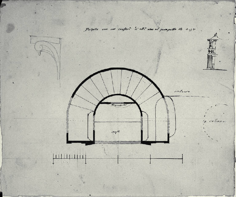 Pianta di un pulpito (disegno) di Amati, Carlo (sec. XIX)