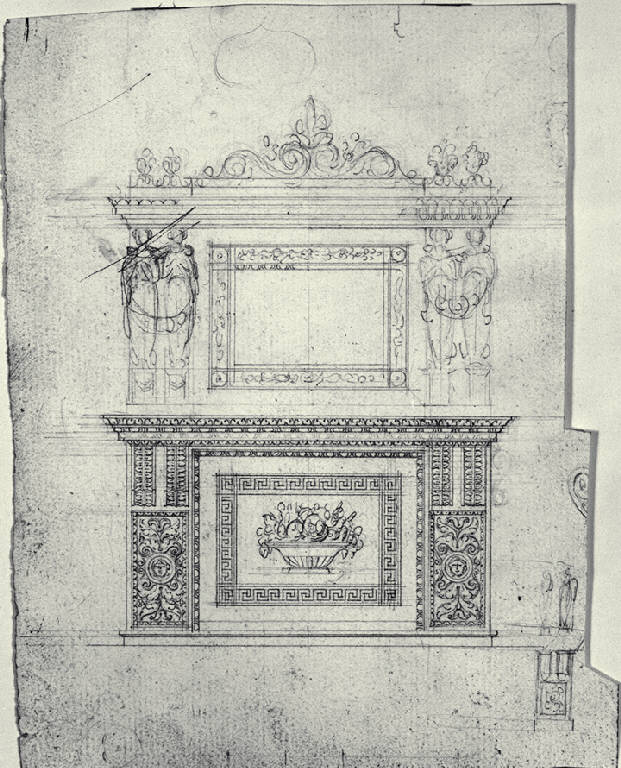 Prospetto di specchiera o stipo (disegno) di Amati, Marco (secondo quarto sec. XIX)