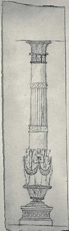 Prospetto di colonna per pulpito decorata a rilievi (disegno) di Amati, Marco (sec. XIX)
