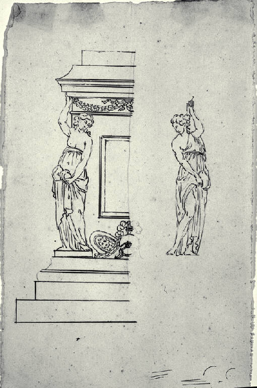 Prospetto di urna sepolcrale (disegno) - ambito milanese (fine sec. XVIII)