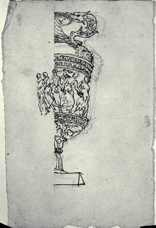 Vaso istoriato (disegno) - ambito milanese (fine sec. XVIII)