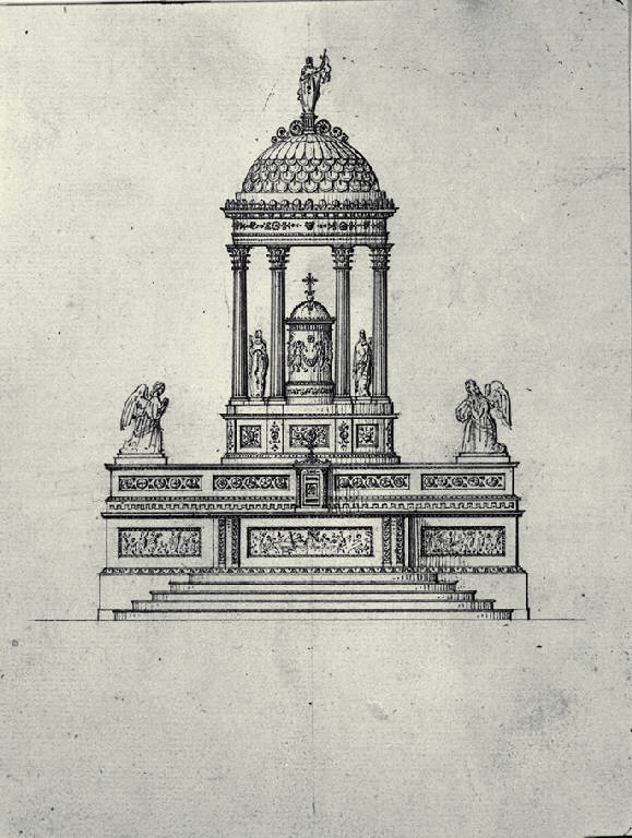 Prospetto dell'altare del Duomo di Monza (?) (disegno) di Amati, Carlo (sec. XVIII)