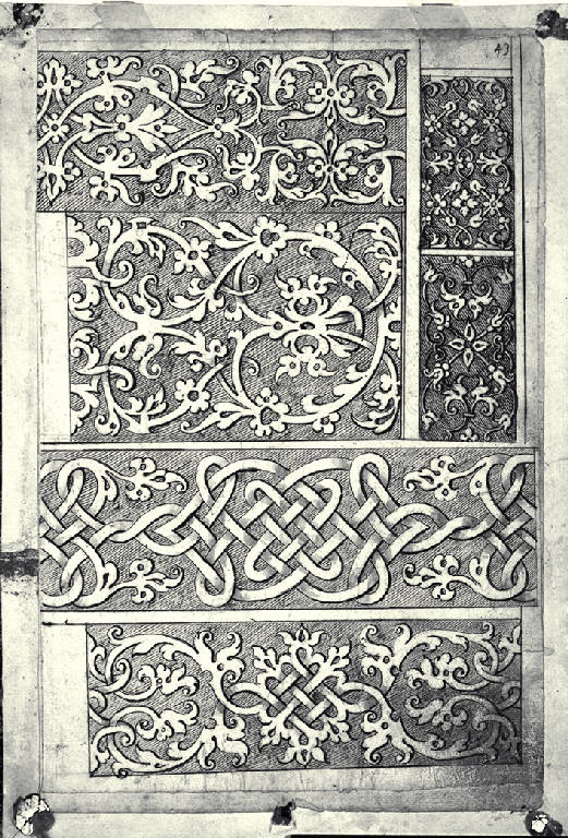 Fasce decorative ad arabesco (disegno) - ambito lombardo (sec. XVIII)