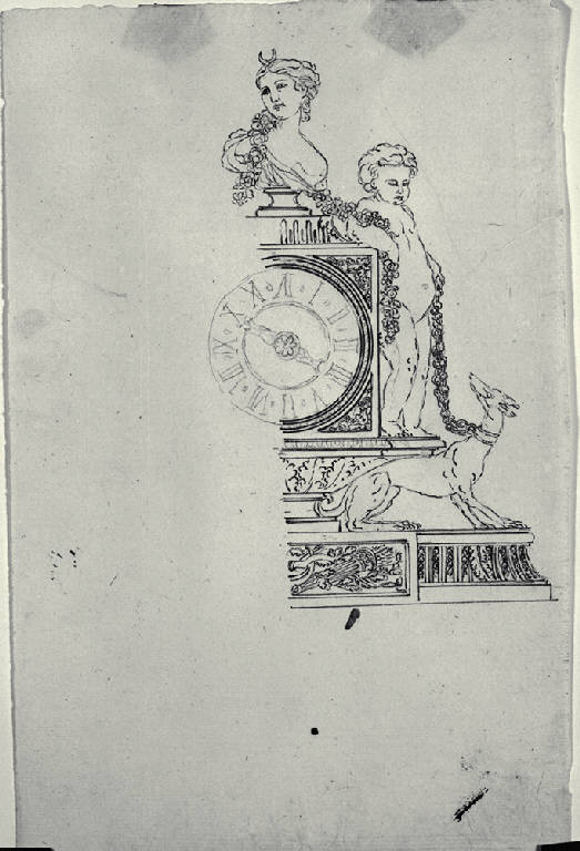 Prospetto di pendola da mensola (disegno) - ambito milanese (fine sec. XVIII)