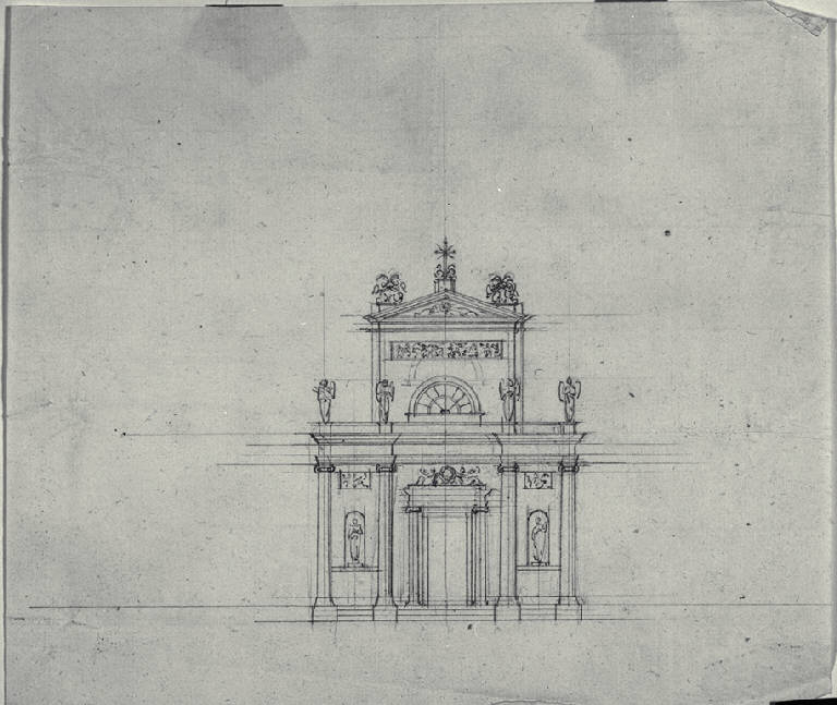 Prospetto della fronte della chiesa di S. Francesco di Paola a Milano (disegno) di Amati, Carlo (sec. XIX)