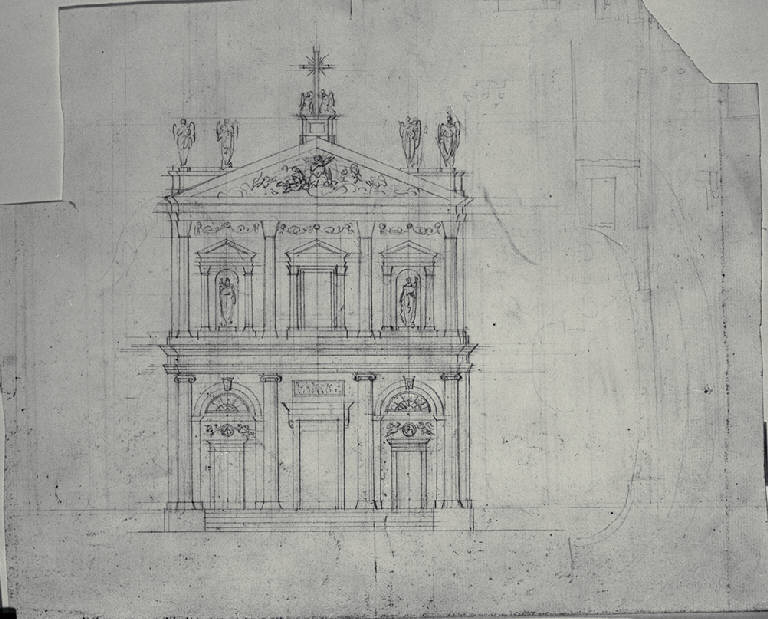 Prospetto della fronte di una chiesa (disegno) di Amati, Carlo (sec. XIX)
