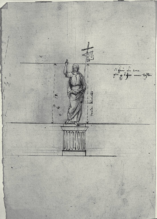 Statua di Cristo su piedistallo (disegno) di Amati, Carlo (prima metà sec. XIX)