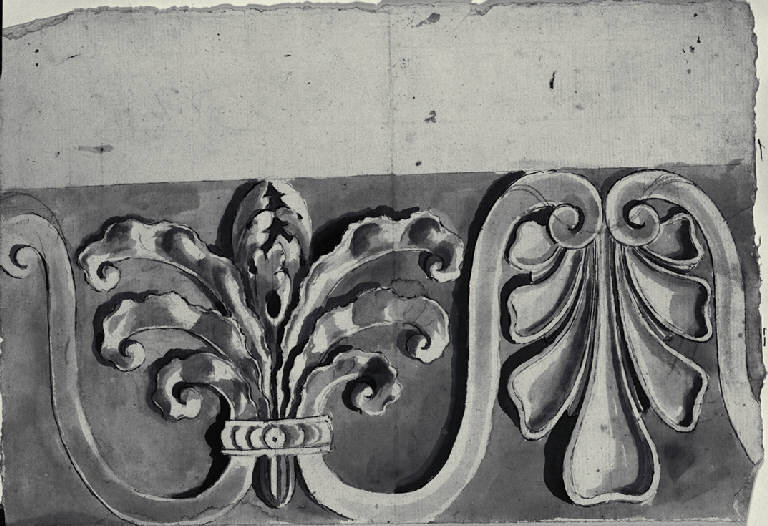 Motivo decorativo a palmette (disegno) - ambito milanese (prima metà sec. XIX)