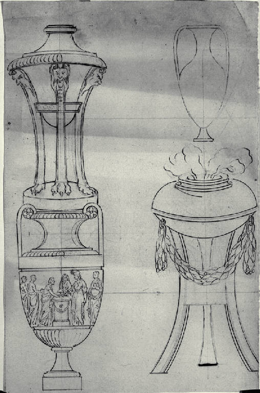 Anfore e bracieri (disegno) - ambito milanese (fine sec. XVIII)