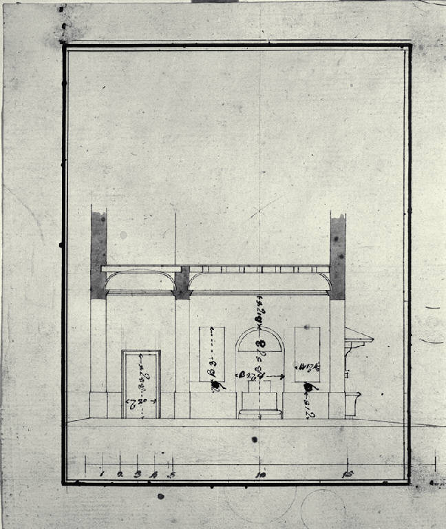 Sezione di locale al piano terreno della Villa Durini (detta Grassa) a Monza (disegno) di Amati, Carlo (sec. XIX)