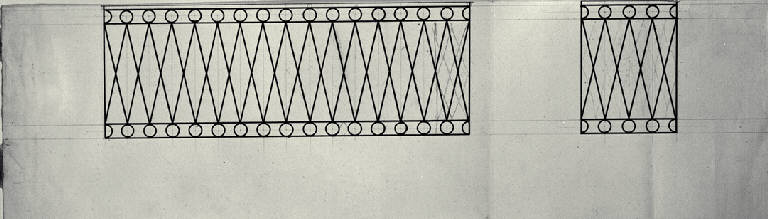 Parapetto in ferro battuto per la Villa Casnati a Casnate (disegno) di Amati, Carlo (sec. XIX)