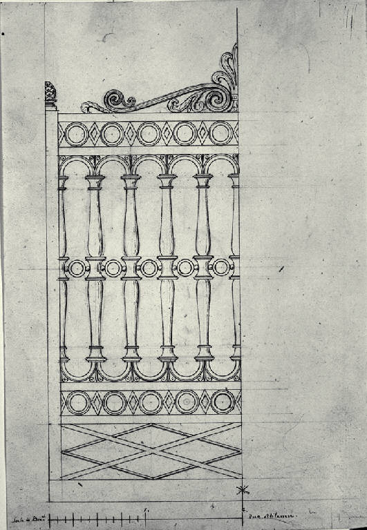 Prospetto di un cancello (disegno) di Amati, Carlo (prima metà sec. XIX)