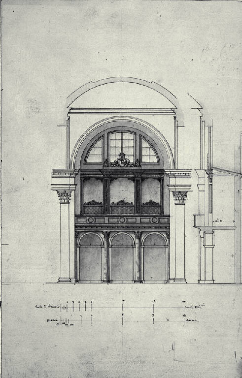 Sezione della chiesa di S. Carlo a Milano (disegno) di Amati, Carlo (sec. XIX)