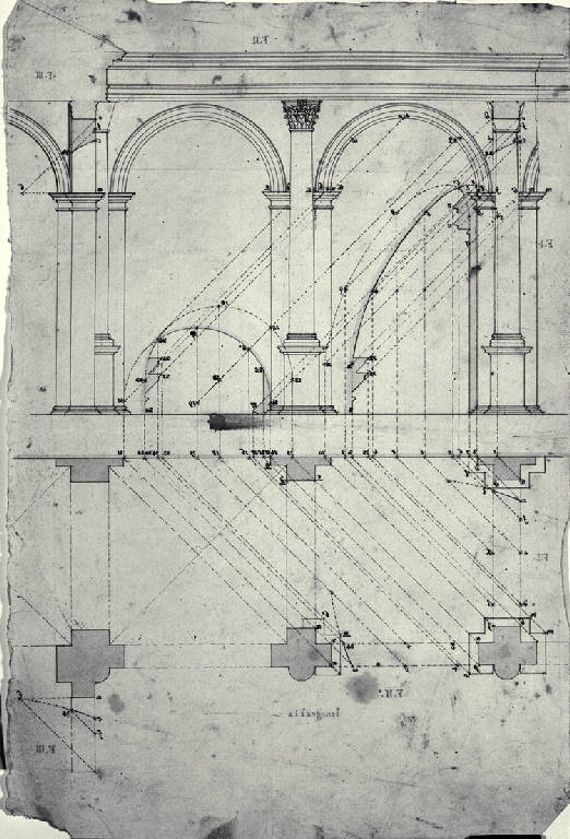 Prospetto del portico della chiesa di S. Maria presso S. Celso a Milano (disegno) di Amati, Carlo (sec. XIX)