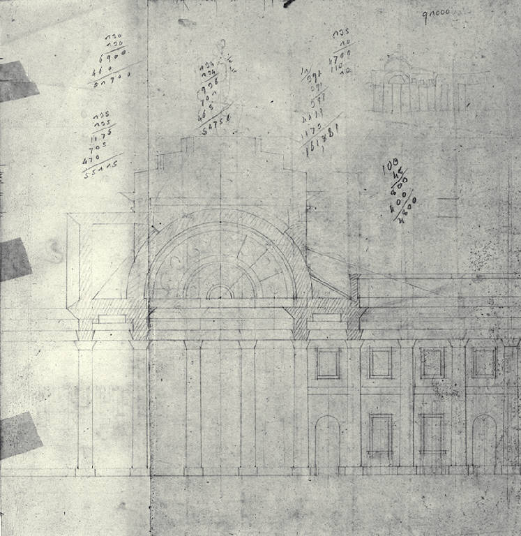 Sezione parziale di un edificio (disegno) di Amati, Carlo (prima metà sec. XIX)