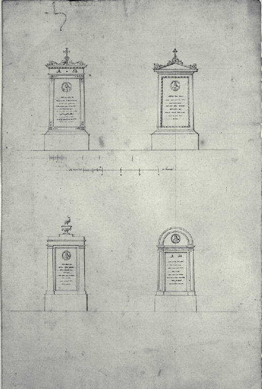 Prospetti di lapidi (disegno) di Amati, Carlo (prima metà sec. XIX)