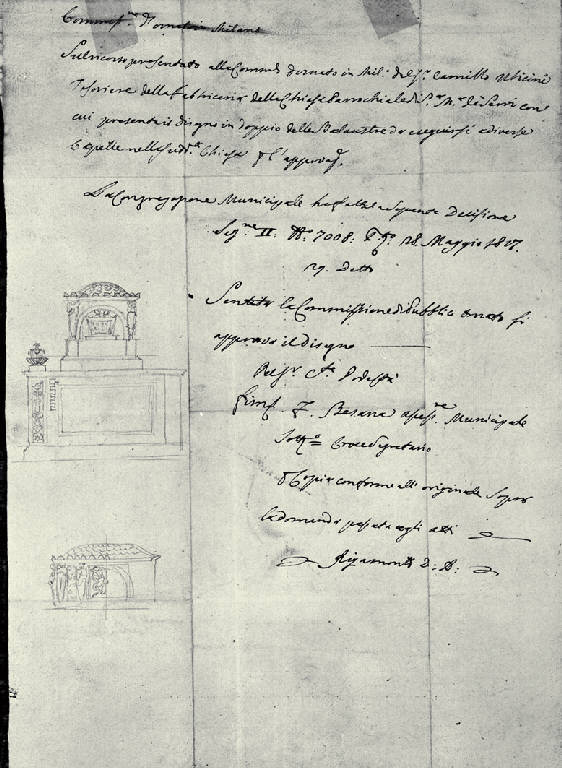 Prospetti di monumento funebre (disegno) di Amati, Carlo ((?)) (sec. XIX)